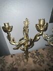 Antique Ornate French Louis Xv Rococogold Gilt Bronze Candle  Wall Sconces