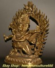 9  Old Tibet Buddhism Bronze Gilt 6 Arms Mahakala Wrathful Deity Buddha Statue