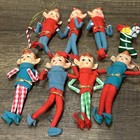 Vintage Mcm 1950s Pixie Elves Knee Hugger Christmas Lot Of 7  Japan Bendable