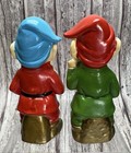 Vintage Pair Paper Mache Christmas Figure Gnome Pixie Elf 5  Figures Made Japan