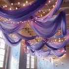 5ft X 32ft Purple Premium Chiffon Sheer Backdrop Curtain Panel Drape Party