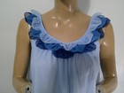 Vtg Mod 60 s St Michaels Triple Blue Nylon   Lace Babydoll Nighty Nightgown M l