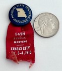Vintage 1915 Kansas City Teachers Association Button W  Red Ribbon