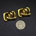 Gold Tone Rectangle Knotted Shoe Clips Vintage Fashion Accessory