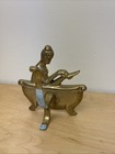 Vintage Woman Bathing In A Bathtub Wall Hook Towel robe Hanger Solid Brass