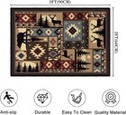Rustic Cabin Wildlife Entrance 2x3 Rug buffalo Plaid Bear Moose Deer 