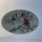 Etched Cardinals On Marble Stone 6 X 4 Inches Signed D Wood Authentic Handcraft
