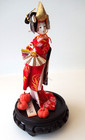  vintage Small Oriental Doll Harvest Theme     Wood Base   9  H 