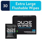 Dude Wipes     On-the-go Flushable Wipes  30 Wipes  Unscented  Extra-large