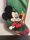 Disney Parks Mickey Plush 3d Christmas Stocking Embroidered Plaid Red 18   
