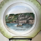 Vintage Glenwood Springs Pool Souvenir Porcelain Dish Textured Gold Trim Rare