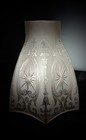Antique Art Nouveau Frosted And Cut Stars Manganese Glass Lamp Shade 2  Fitter