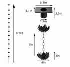 Black Lotus Rain Chain For Gutters With Adapter 12 Flower Cups 