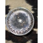 Vintage Silver Plated Pedestal Dish Reticulated Pierced Rim Footed Compote Bowl