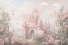 Magic Pink Castle Wallpaper Peel And Stick Girls Nursery Wall Decor Kids Room
