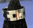 Collectible Chunky Funky Black Silver Titanium Ring Size 10 Gothic Vampire Style