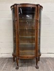 Antique Cortland Cabinet Co Quarter Sawn Bow Front Display Cabinet Curio