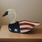 Bob Jobes Patriotic Flag Swan Decoy Havre De Grace 2004 Signed Hand Carved 10   