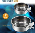 2pcs Pet Cage Cup Holder Stainless Steel Bird Feeding Bowls For Parrot Canary
