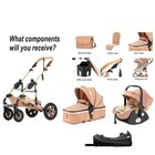 Baby Stroller Combo Car Seat  Baby Travel System reversible Pram 3 In 1 Black