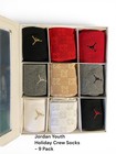 Jordan Youth Yth 6-8 Holiday Crew Socks Cushioned 9 Pairs Multicolor