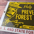 Vintage Forest Service Porcelain Sign - Smokey The Bear Gas Pump Sign