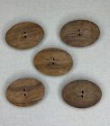 Vintage Carved Wood Oval Buttons - Set Of 5 - 1 2 16   
