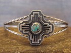 Native American Sterling Silver   Turquoise Zia Bracelet By Gordon