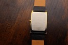Vintage Seiko Slim Tank Quartz Men Black Dial Black Leather Dress Watch