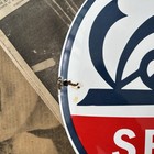 Vintage Vespa Service Scooter 12 Inch Convex Porcelain Enamel Sign