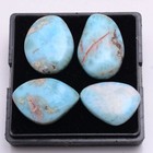 4 Pcs Natural Larimar 21mm-25mm Cabochon Huge Size Loose Untreated Gemstones Lot