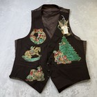 Vintage 70s Reversible Folk Art Vest Western Christmas Novelty Rare Ooak