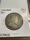 1902 Canada 50 Cents Fifty Cents Very Fine  vf  Edwardvs Vii
