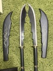 2 Black Dragon Naginata Pair W  Dragon Scabbards Wall Display Medieval