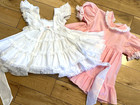 Vintage Miniworld Girls Pink White Pinafore Full Circle Dress Sz L  9-12 Month