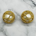 Vintage Joan Rivers Clip On Earrings Gold Tone Faux Pearl Rope Round Classic Set