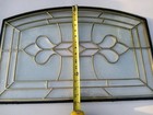  Vintage Leaded Clear Glass Window Panel Beveled Frosted Aprox 24 5 x15 5    