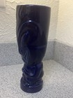 Vintage Tiki Mug Dark Blue Ceramic Hawaiian Polynesian Style Bar Cup
