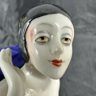 German Flapper Half Doll Pincushion Lady Nude 15077 Black Hair