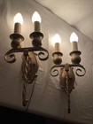 Rewired Pair Antique Wall Sconces Victorian Arts Crafts Deco Torch Neoclassical