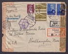 Turkey 1943 Airmail Registered Cover To Usa Egypt Censor Prof Argelander Rose