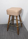 Vintage Chromodern Retro Mid Century Modern Pair Of Vinyl wood Bar Stools