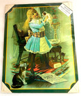 Antique Metal Poster Replica 9 5  X 12    Little Girl s Best Friends   Lot Of 2