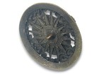 Vintage Antique Porphyry Glass Pink Green Cabochon Filigree Rhinestone Button 2   