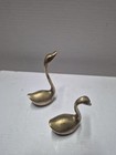 Vintage Pair Small Brass Swan Figurines Set  2  2    And 3    Tall