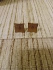 Cuff Links Gold Tone Square Diamond Floral Etching Vintage