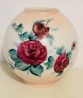 Antique Glass Globe Ball Shade Hand Painted Red Roses Kerosene Oil Lamp Shade
