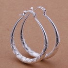 Sterling Silver Plated Scalloped Hoop Earrings 1 5  Inches Pierced Silver L4