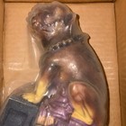 John Wright  No 63 Cast Iron Mechanical Penny Bank Dog On Base