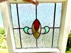 Antique Stained Leaded Glass Victorian Transom Window  Salvage  Decor